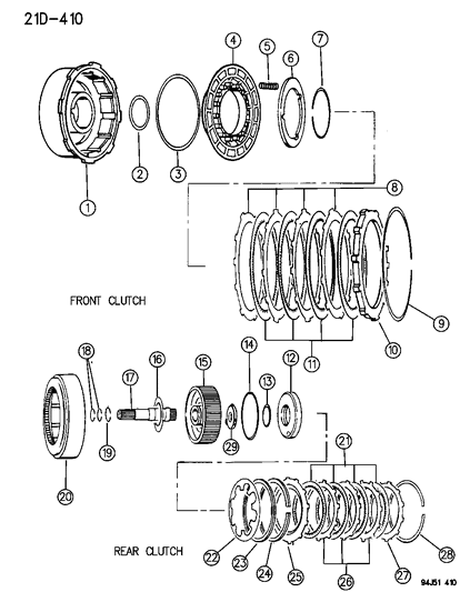 1995 Jeep Grand Cherokee Clutch , Front & Rear With Gear Train Diagram 2