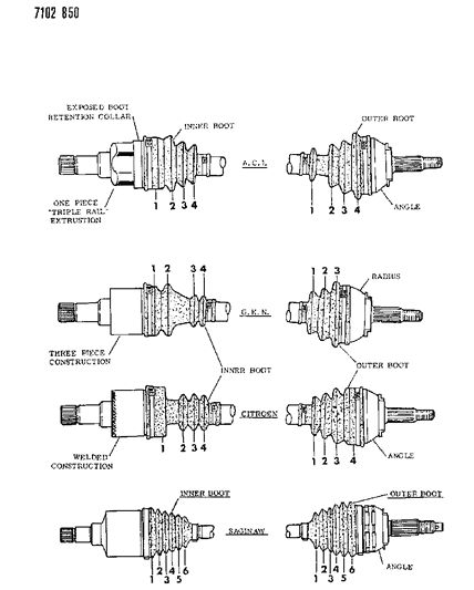 1987 Dodge Aries Shaft - Major Component Listing Diagram