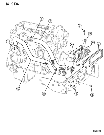 1996 Jeep Cherokee Cooler Diagram for 52028089