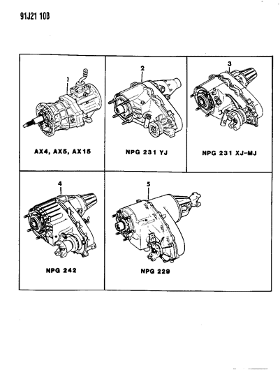 1991 Jeep Grand Wagoneer Manual Transmission And Transfer Case Assemblies Diagram