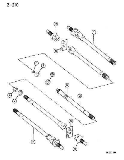 1994 Jeep Wrangler Shafts - Front Axle Diagram 2