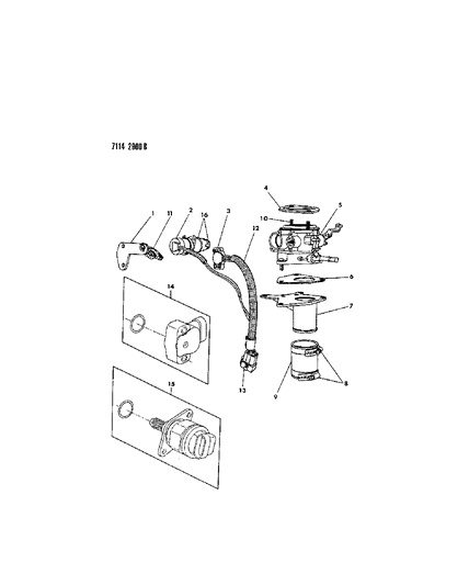 1987 Dodge Charger Throttle Body & Adapter Diagram