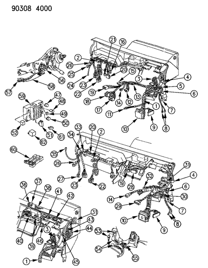 1990 Dodge Dakota Wiring - Instrument Panel Diagram