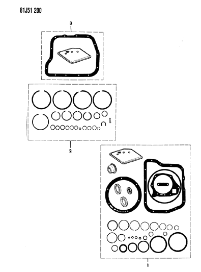 1985 Jeep Cherokee Automatic Transmission Gasket & Seal Package, Repair Diagram 2