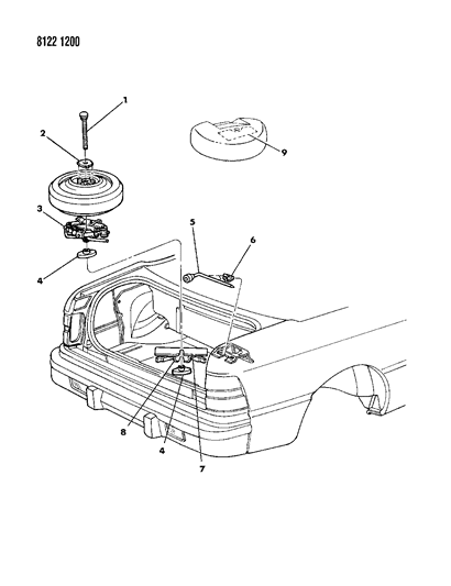 1988 Chrysler LeBaron Jack & Spare Tire Stowage Diagram