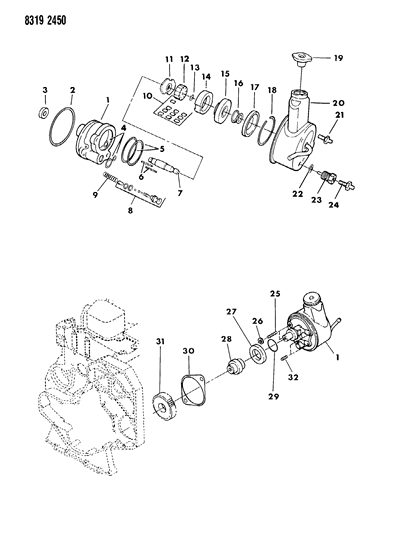 1989 Dodge D150 Power Steering Pump & Attaching Parts Diagram