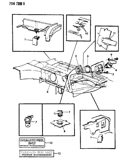 1987 Chrysler New Yorker Fuel Tank & Filler Tube Diagram