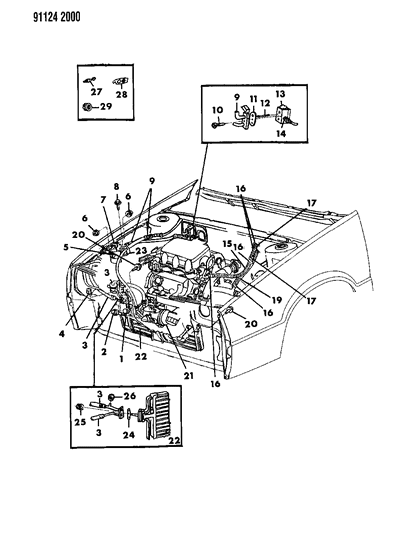 1991 Chrysler LeBaron Plumbing - A/C & Heater Diagram 1