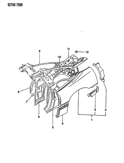 1994 Dodge Stealth Body Sheet Metal Rear Quarter Diagram