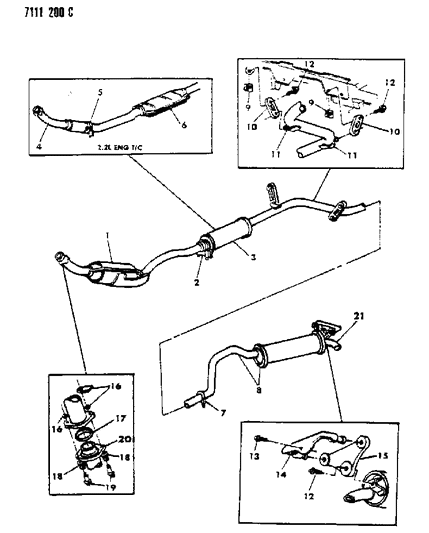 1987 Chrysler Town & Country Exhaust System Diagram