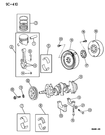 1994 Chrysler LHS Crankshaft , Piston & Torque Converter Diagram 2