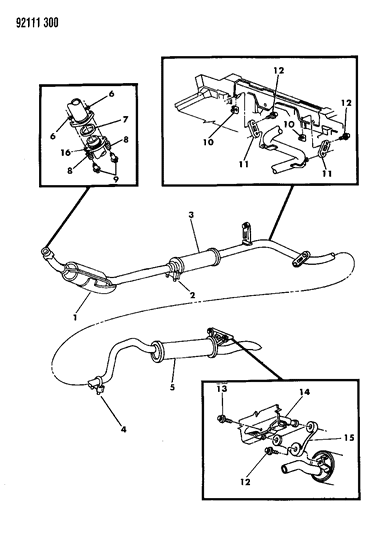 1992 Dodge Shadow Exhaust System Diagram 3