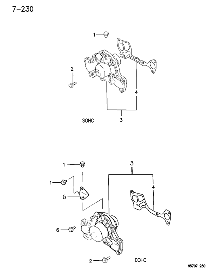 1995 Dodge Stealth Water Pump Diagram for MD972005