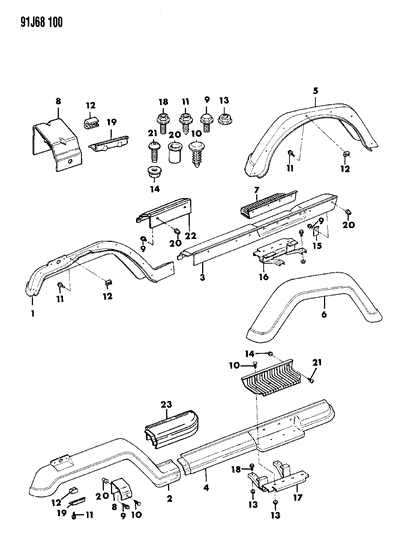 1991 Jeep Wrangler Extension-R/FENDER Right Diagram for 5AH14JX9