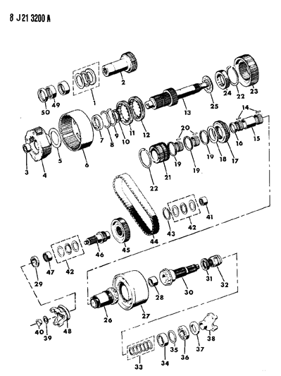 1988 Jeep Grand Wagoneer Roller-Kit Side Gear Diagram for 83500288