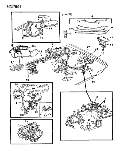 1989 Dodge Aries Wiring - Engine - Front End & Related Parts Diagram