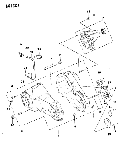 1989 Jeep Wrangler Case, Extension & Miscellaneous Parts Diagram 1