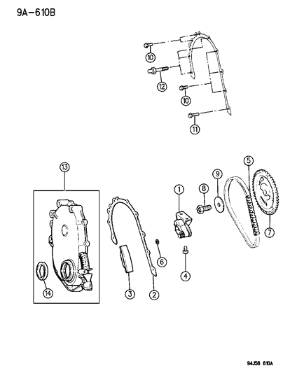 1994 Jeep Wrangler Timing Cover & Intermediate Shaft Diagram 1