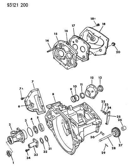 1993 Chrysler Town & Country Case, Transaxle & Related Parts Diagram