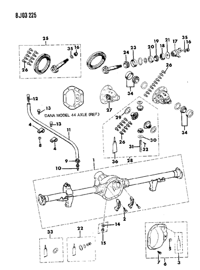 1990 Jeep Wrangler Housing & Differential, Rear Axle Diagram 4