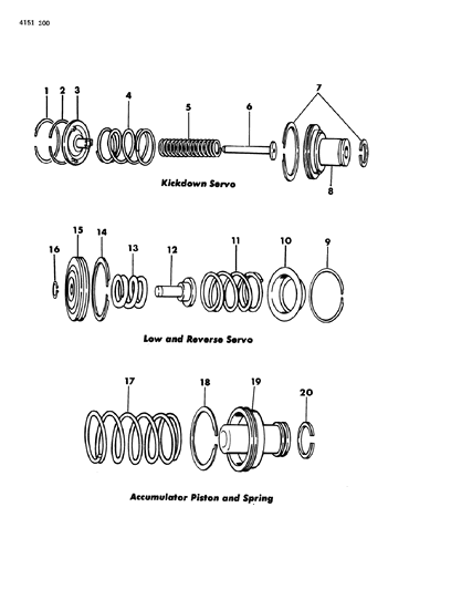 1984 Chrysler Laser Servo - Accumulator Piston & Spring Diagram