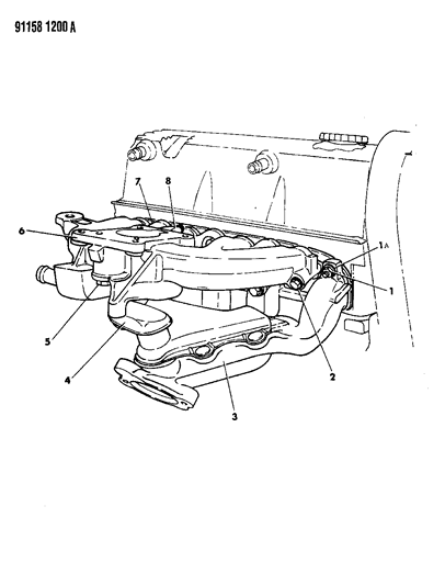 1991 Dodge Shadow Manifold - Intake & Exhaust Diagram