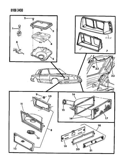 1988 Chrysler Town & Country Lamps - Front Diagram
