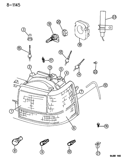 1995 Jeep Grand Cherokee WELT-Front Fender (Front Lamps) Right Diagram for 55029634