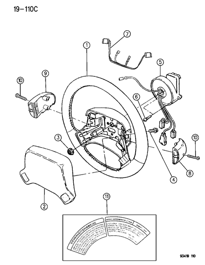 1995 Chrysler LHS Steering Wheel Diagram