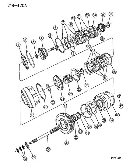 1995 Chrysler LeBaron Clutch & Input Shaft Diagram