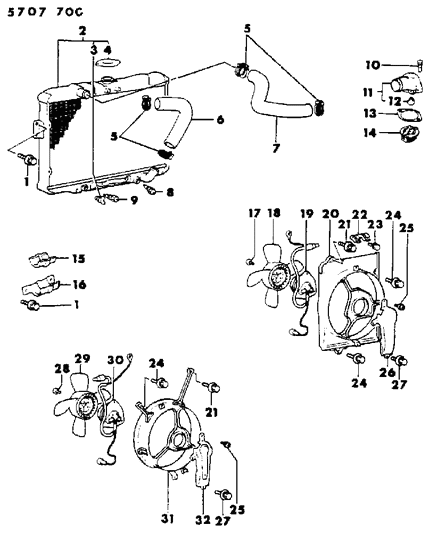 1985 Dodge Conquest Radiator & Related Parts Diagram 1