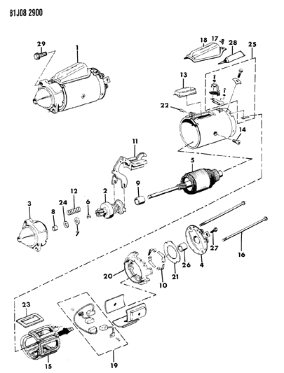 1986 Jeep Grand Wagoneer Starter & Mounting Diagram 3