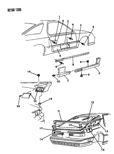 1992 Dodge Daytona Ground Effects Package Diagram