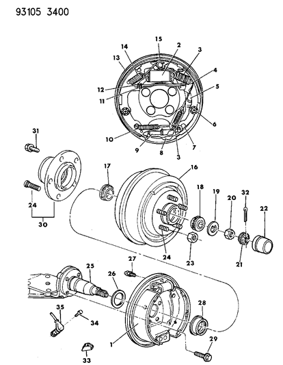 1993 Chrysler Town & Country Rear Wheel Hub Bearing Diagram for V5023760AA