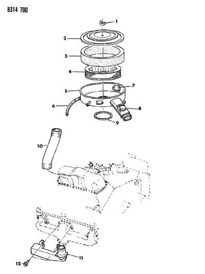 1989 Dodge Ramcharger Air Cleaner Diagram 2