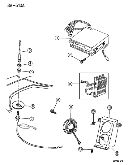 1996 Dodge Viper Base-& Cable Antenna Diagram for 4643475