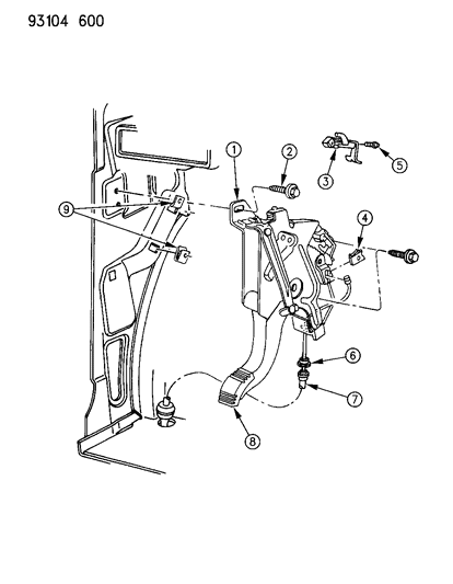 1993 Chrysler Town & Country None-Parking Brake Lever Diagram for 4423592
