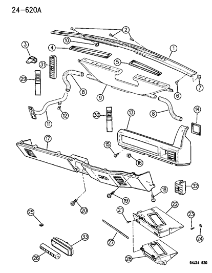 1996 Jeep Cherokee Air Ducts & Outlets Diagram