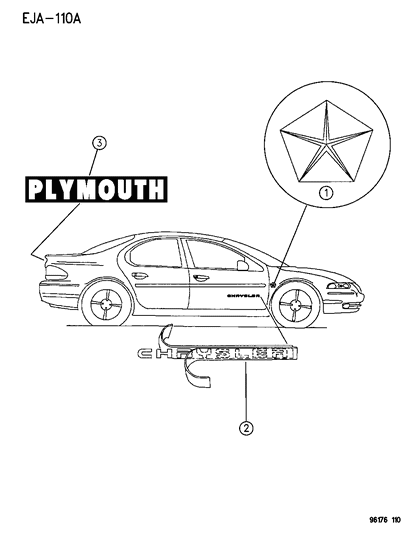 1996 Dodge Stratus NAMEPLATE Plymouth DECKLID Diagram for PL41SGD