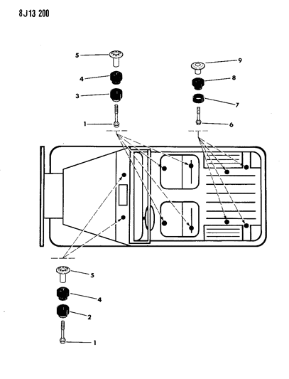 1989 Jeep Wrangler Mounting Hardware Diagram