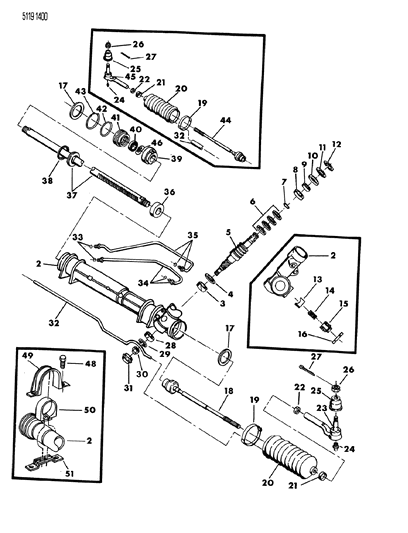 1985 Dodge Aries Gear - Rack & Pinion, Power & Attaching Parts Diagram 1
