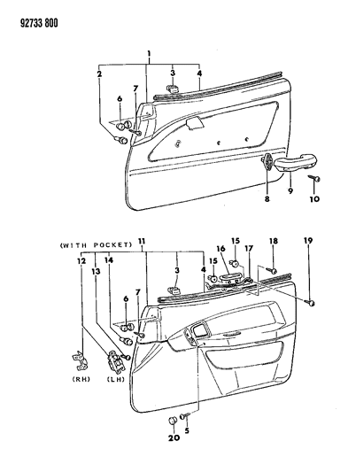 1992 Dodge Colt Door Trim Panel & Armrest Diagram 3