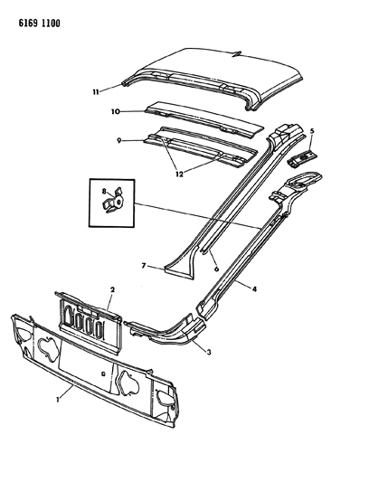 1986 Dodge Charger Liftgate Opening Panel Diagram 1