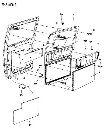 1987 Dodge Caravan Panel - Door Trim Sliding Diagram