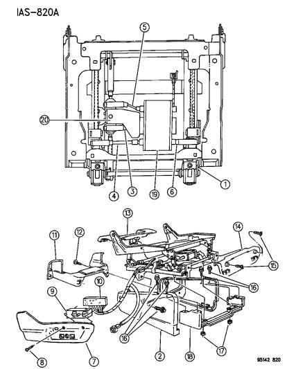 1995 Dodge Caravan Adjuster - Electric And Left Riser Covers And Shields Diagram