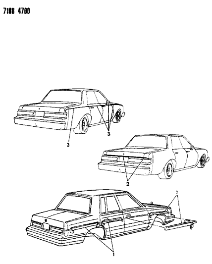 1987 Chrysler Fifth Avenue Tape Stripes & Decals - Exterior View Diagram 3