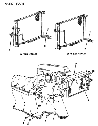 1993 Jeep Grand Cherokee Auxiliary Transmission Oil Cooler Kit Diagram for 53007137