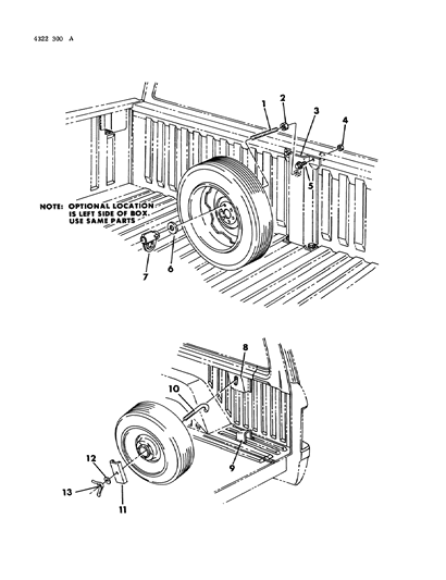 1984 Dodge D150 Carrier, Spare Wheel Diagram