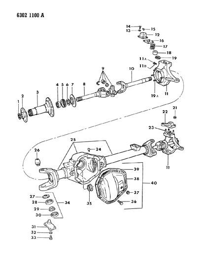 1986 Dodge Ramcharger Axle, Front Diagram 2
