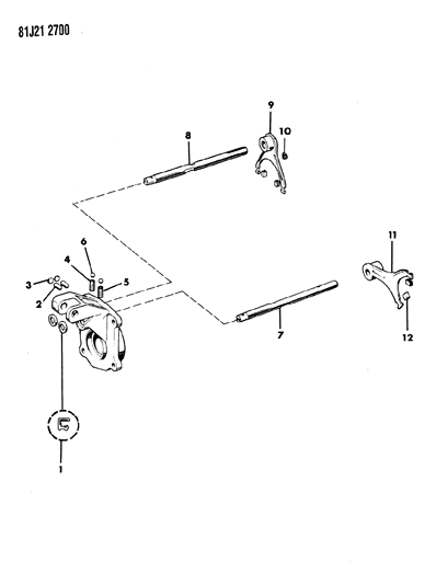 1986 Jeep Wrangler Shift Forks, Rails And Shafts Diagram 2